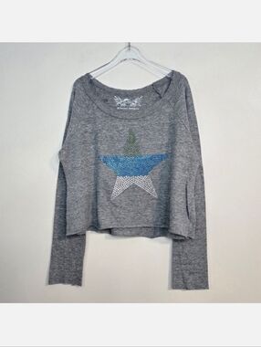 So Nikki Grey Long Sleeve W/ Rhinestone Star, Size 10-12 ~ VGUC